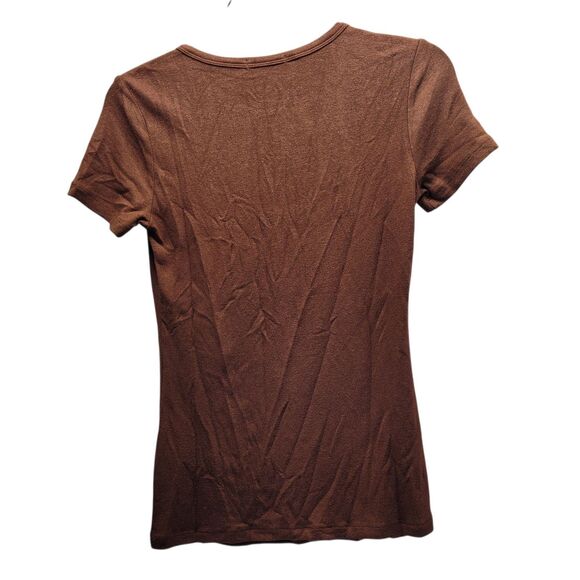 APRLL Women's Brown Short sleeve Keyhole Front Top Size Small - Picture 2 of 8